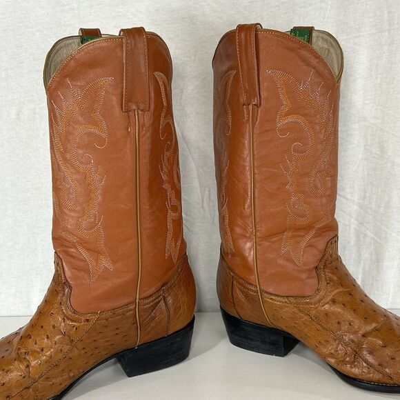 Vintage JE-VER COWBOY Boots Brown Ostrich Leather Men’s Size 10.5 Western Mexico - Picture 4 of 11